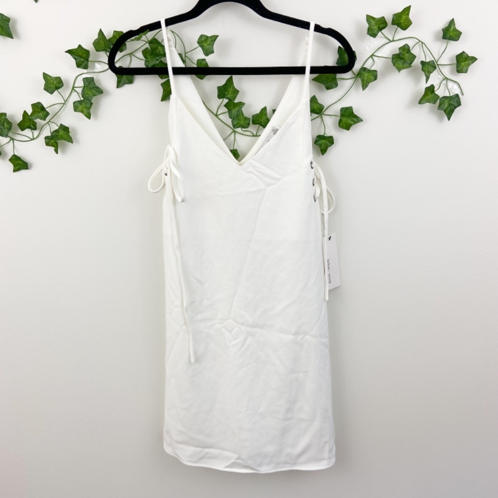 Bishop & Young Ana white lace up side mini dress Sz XS - Picture 3 of 10